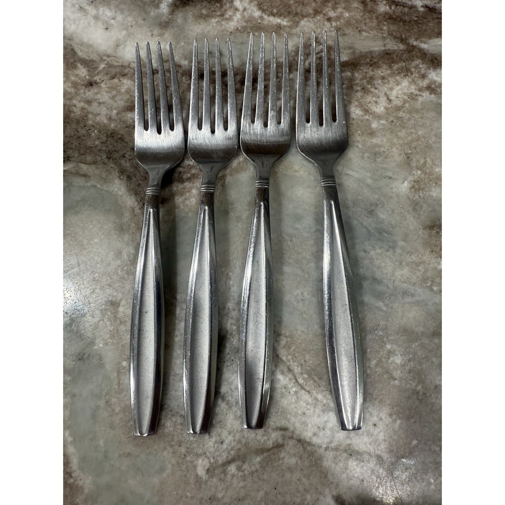 Mikasa Stainless CARSON FROST Satin Center Glossy SALAD FORK 7 5/8" Lot Of 4